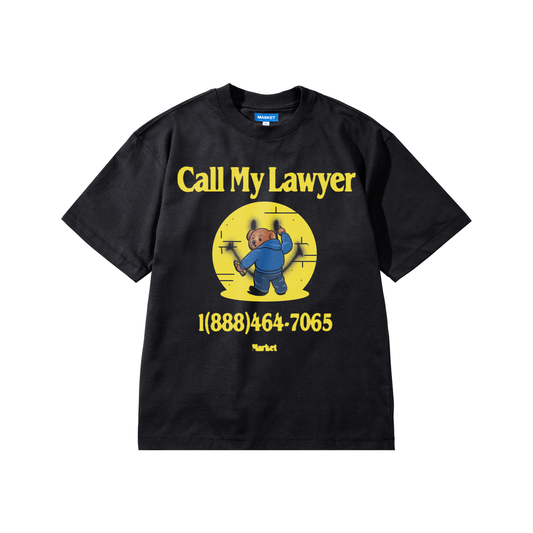 Market Smiley Call My Lawyer Bear T-Shirt Jet Black
