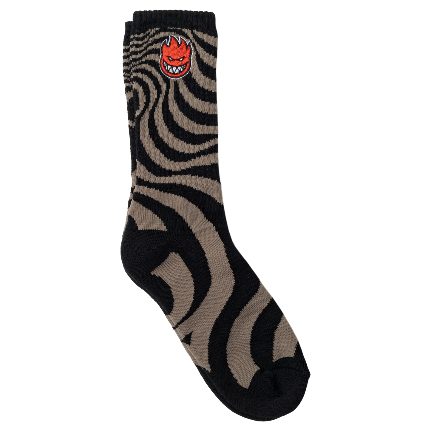 Spitfire Bighead Fill Embroidered Swirl Socks Black Tan