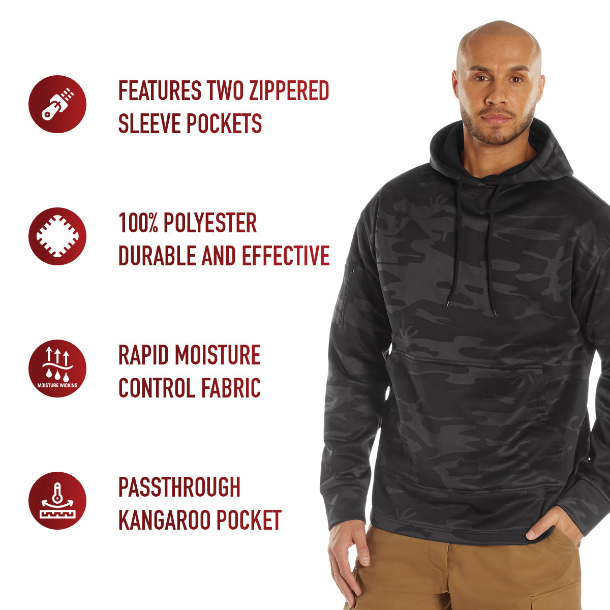 Rothco Concealed Carry Midnight Black Camo Hoodie