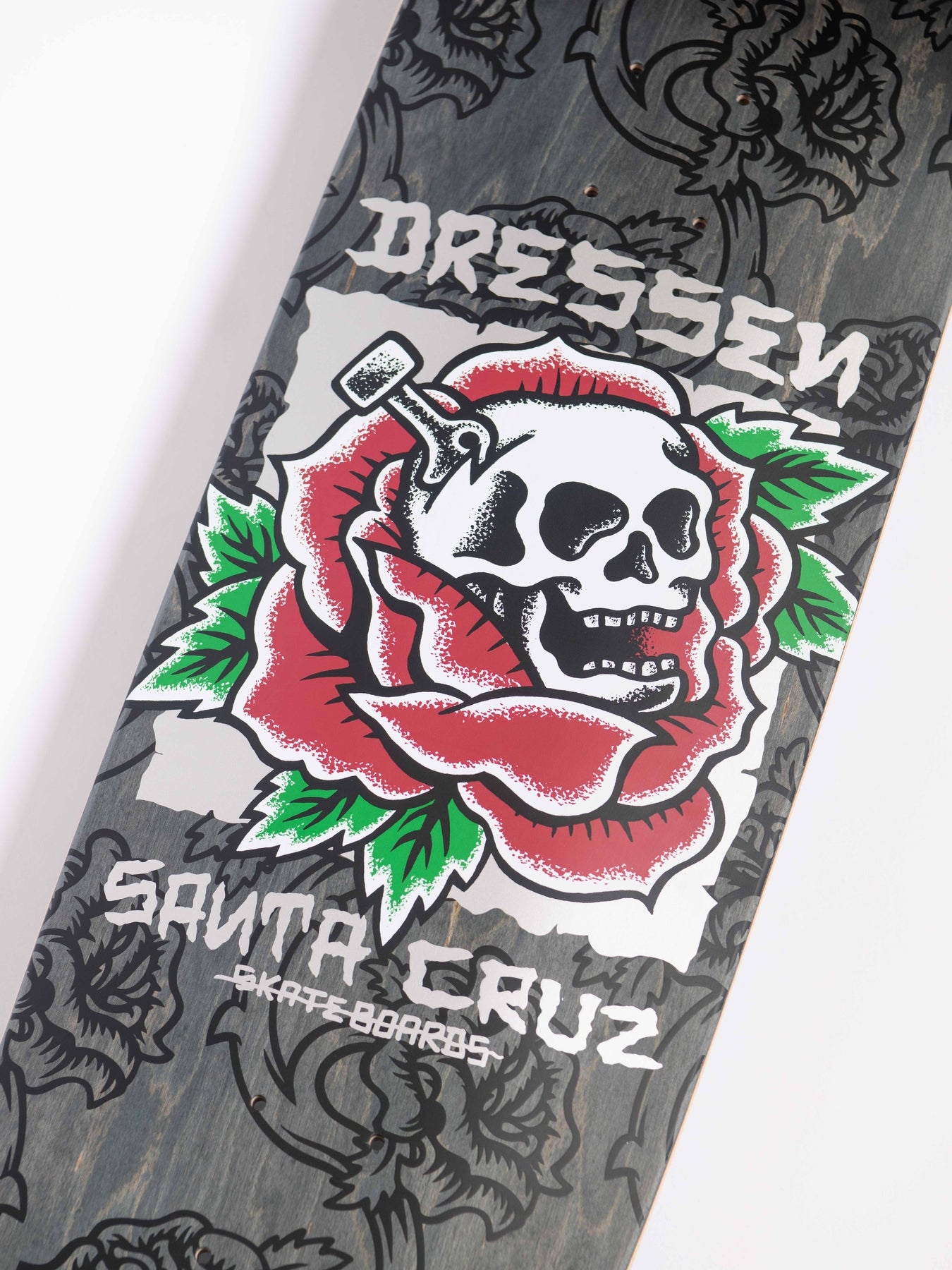Santa Cruz Dressen Skull Rose Pro Shape Skateboard Deck 9.25
