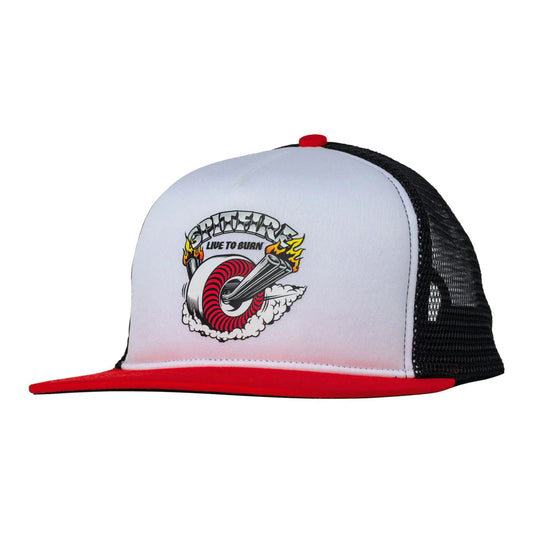 Spitfire Burnout Mesh Snapback Hat White Black
