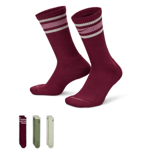 Nike Everyday Plus Crew Socks 3-Pack Maroon Green