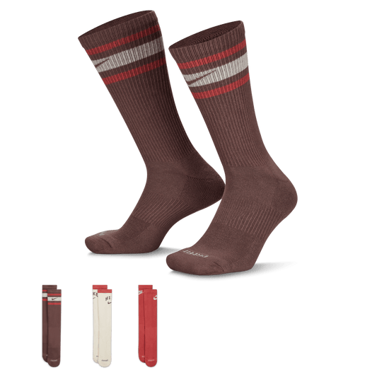 Nike Everyday Plus Crew Socks Brown Sail Dusty Rose - 3 Pairs