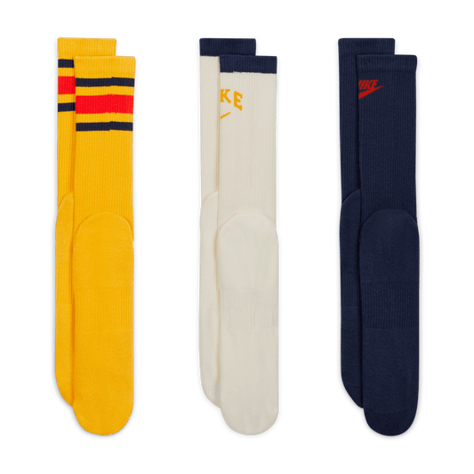 Nike Everyday Plus Cushioned Crew Socks 3-Pack Yellow Sail Black