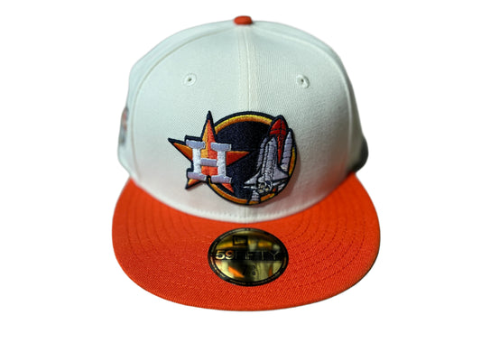 New Era x Double R Kicks Astros Shuttle Fitted Hat Chrome Orange
