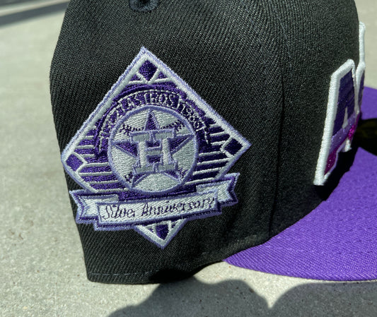 New Era Astros Cooperstown Fitted Hat Purple Black