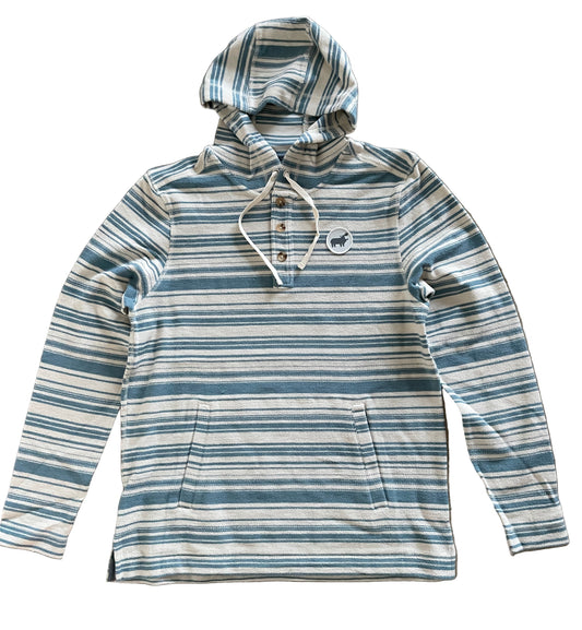Striped hoodie with a drawstring on a white background