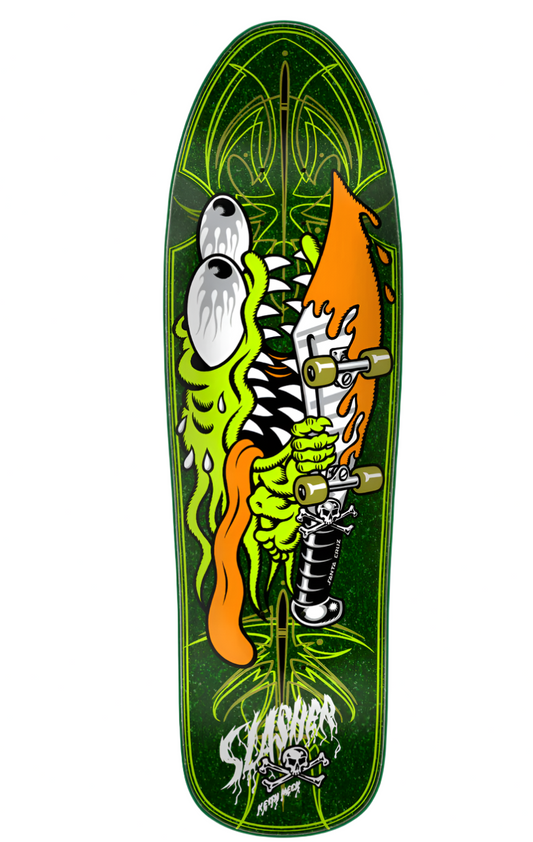 Santa Cruz 9.23in Meek Green Pinstripe Slasher Skateboard Deck