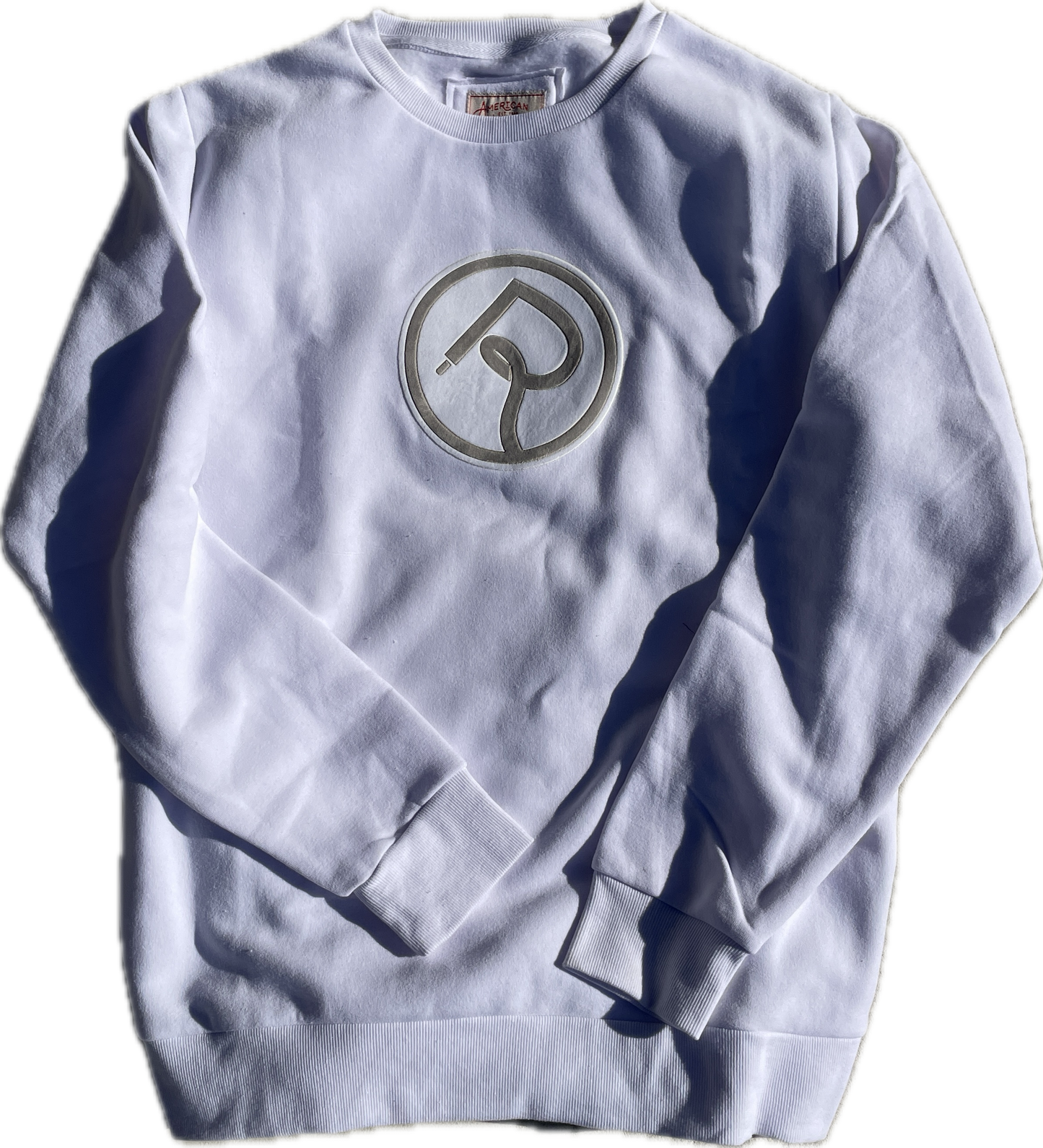 Double R Velvet Circle Logo Crewneck Sweatshirt White