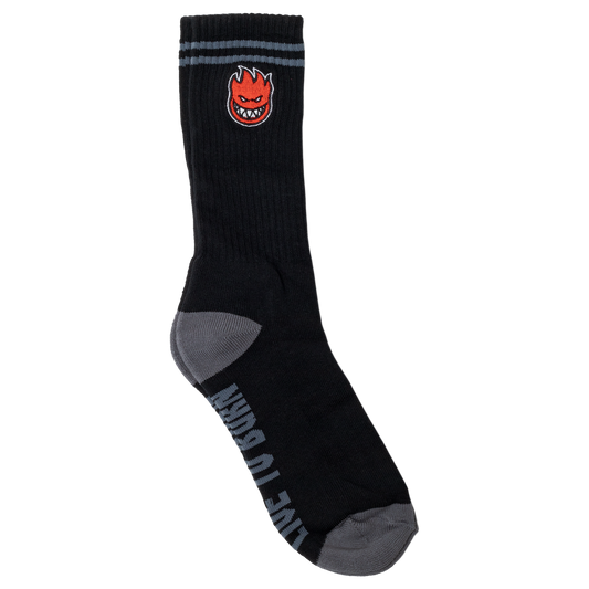Spitfire Bighead Fill Embroidered Socks Black Charcoal Red