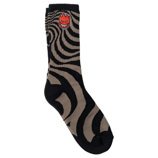 Spitfire Bighead Fill Embroidered Swirl Socks Black Tan