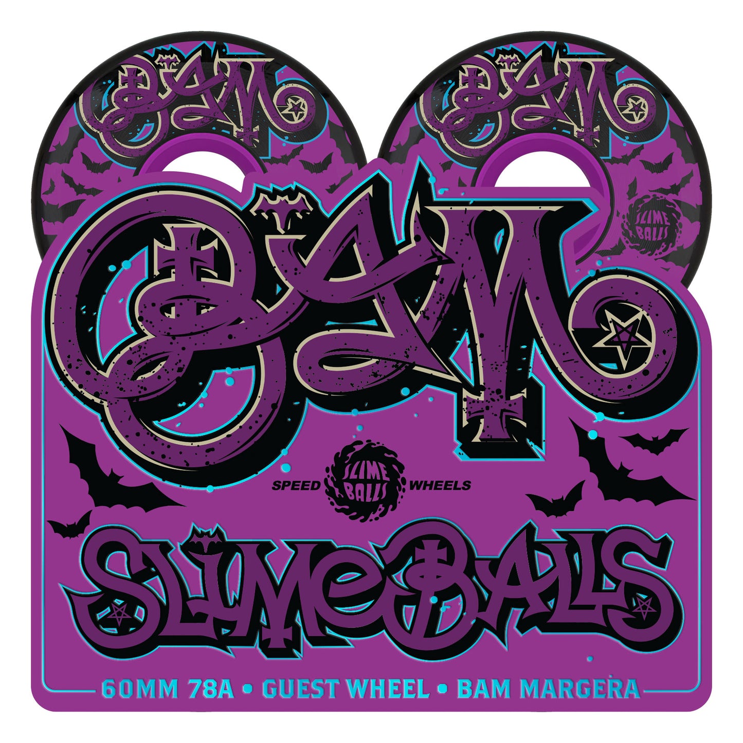 Slime Balls 60mm Bam Margera Guest OG Slime Black 78a Skateboard Wheels