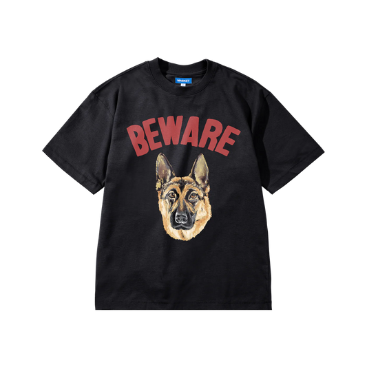 Market Beware Sign T-Shirt Washed Black