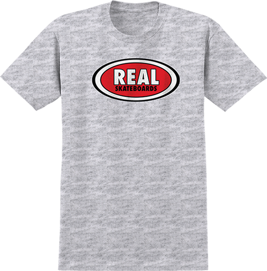 Real Skateboards Oval Logo T-Shirt Heather Grey