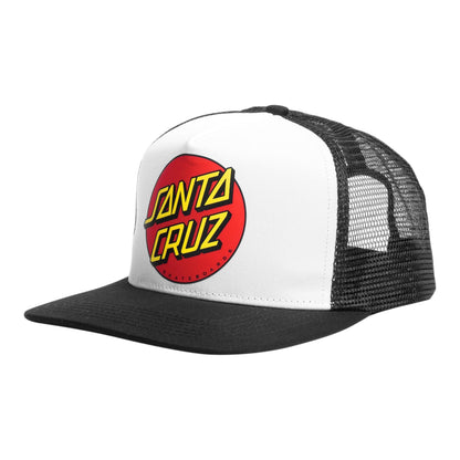 Santa Cruz Classic Dot Mesh Trucker Structured Hat White Black