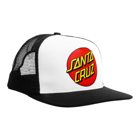 Santa Cruz Classic Dot Mesh Trucker Structured Hat White Black