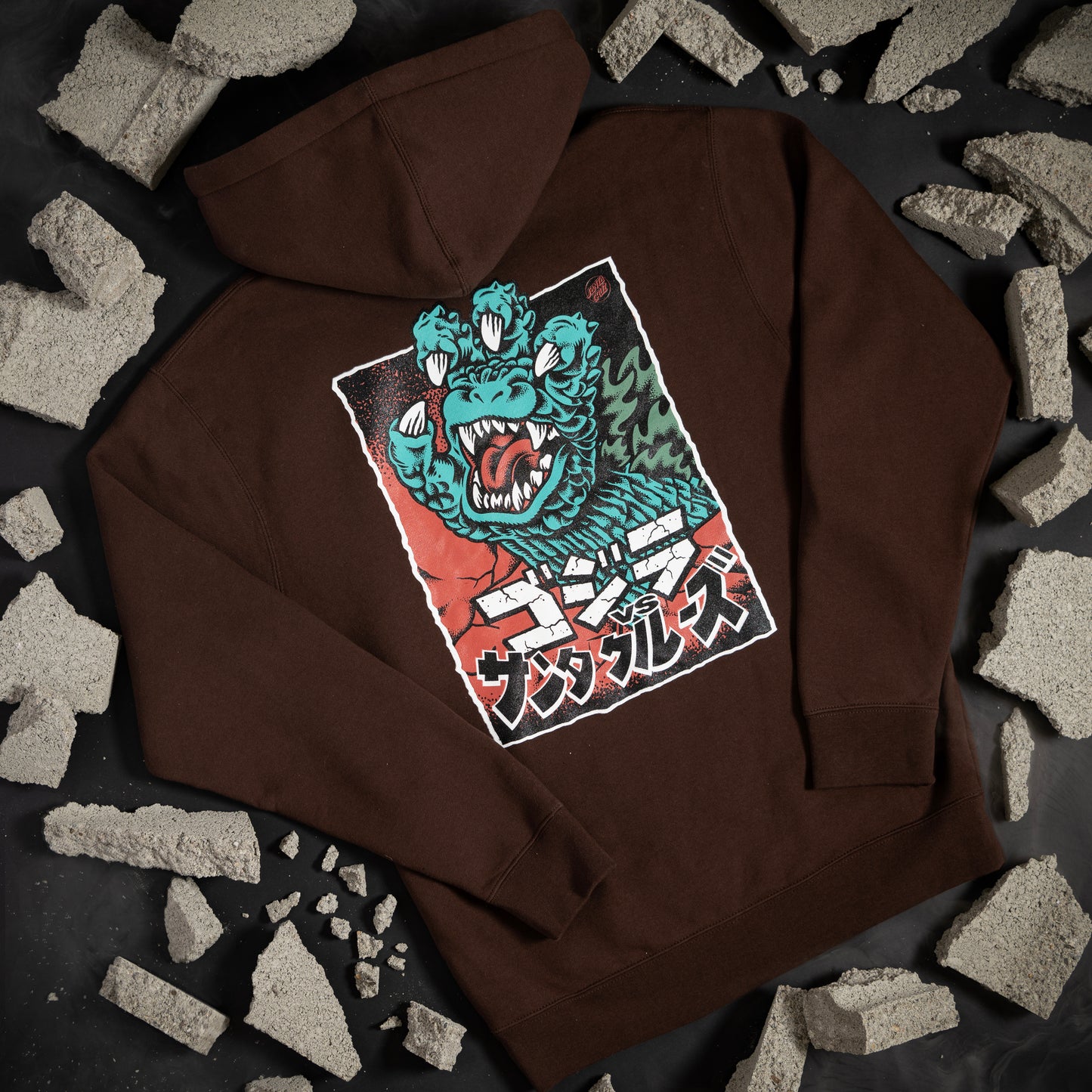 Santa Cruz x Godzilla Hand Heavyweight Hoodie Sweatshirt Brown