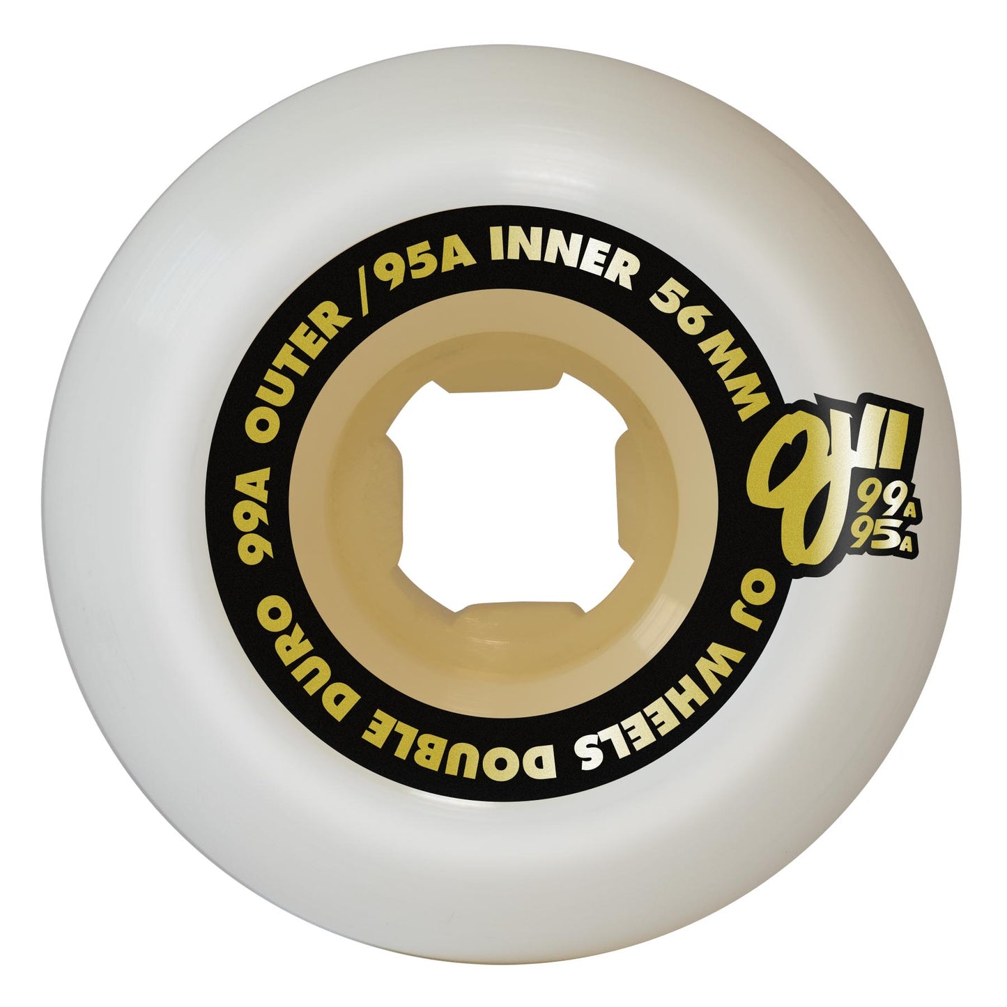 OJ 56mm Double Duro White Gum Chubbies 99a/95a Skateboard Wheels