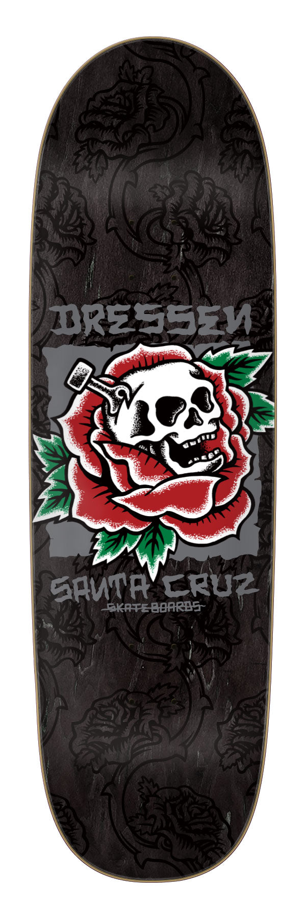 Santa Cruz Dressen Skull Rose Pro Shape Skateboard Deck 9.25