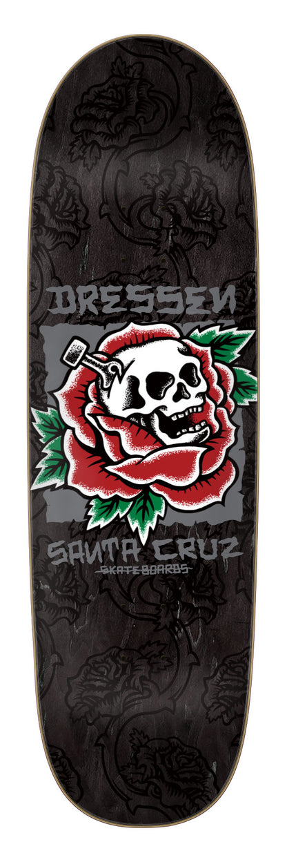 Santa Cruz Dressen Skull Rose Pro Shape Skateboard Deck 9.25