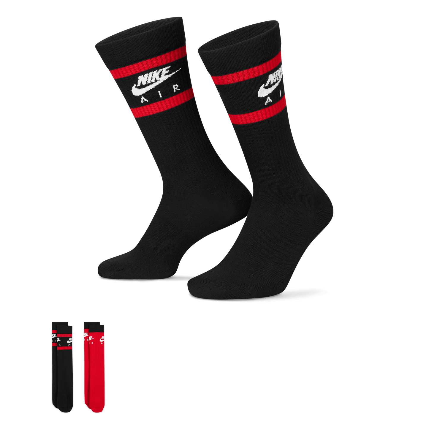 Nike Everyday Essential Crew Socks - 2 Pairs Black/Red