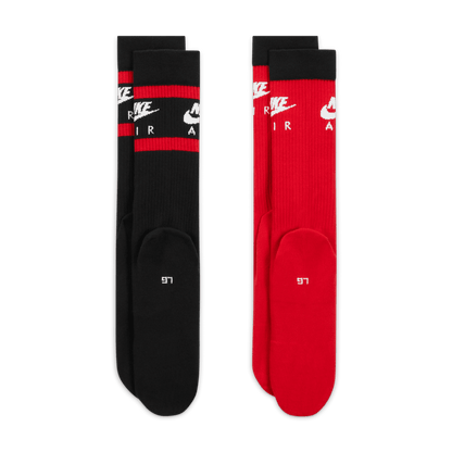 Nike Everyday Essential Crew Socks - 2 Pairs Black/Red