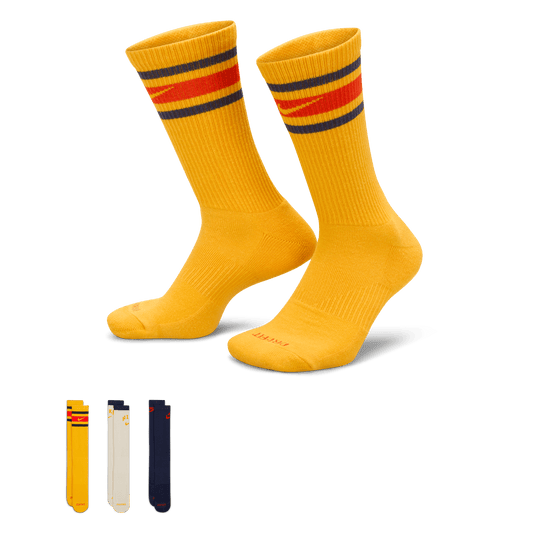 Nike Everyday Plus Cushioned Crew Socks 3-Pack Yellow Sail Black