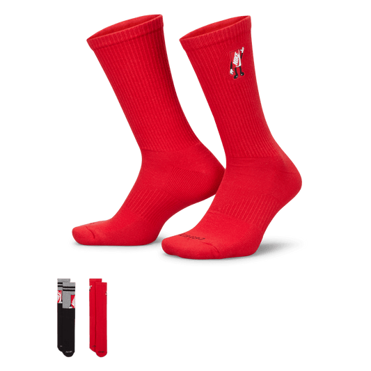Nike Everyday Plus Shoe Boxy Crew Socks Red Black Grey - 2 Pairs