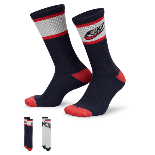 Nike Everyday Plus Crew Socks Navy Red Grey 2 Pairs