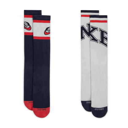 Nike Everyday Plus Crew Socks Navy Red Grey 2 Pairs