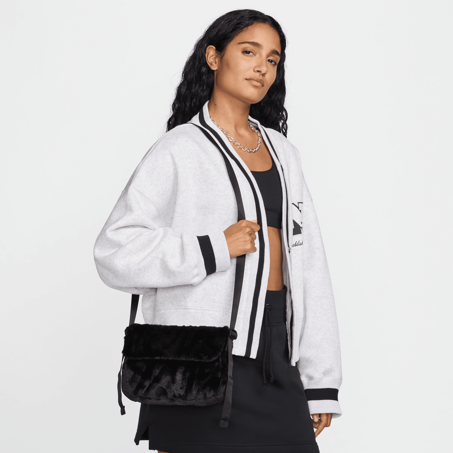 Nike Sportswear Futura 365 Faux Fur Crossbody Bag Black