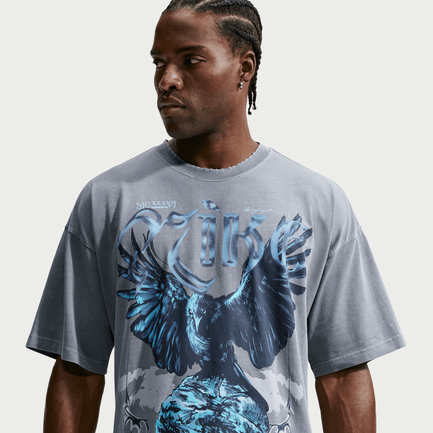 Nike Bird of Prey Oversized T-Shirt Cool Grey Blue