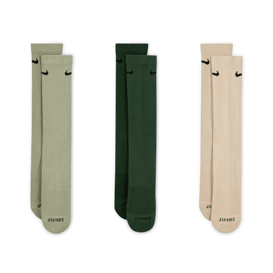 Nike Everyday Plus Cushioned Socks Multi 3-Pack Green Tan