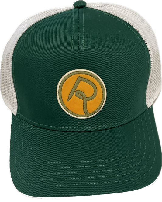 Double R Velvet Circle Logo Snapback Hat Green Gold
