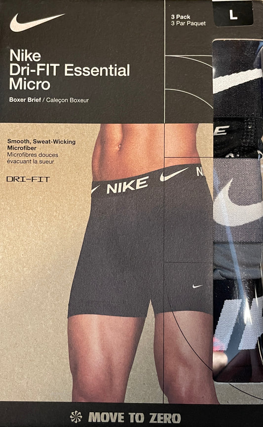 Nike Dri-Fit Essential Micro Boxer Brief Multi Black/Grey/Print 3-Pack
