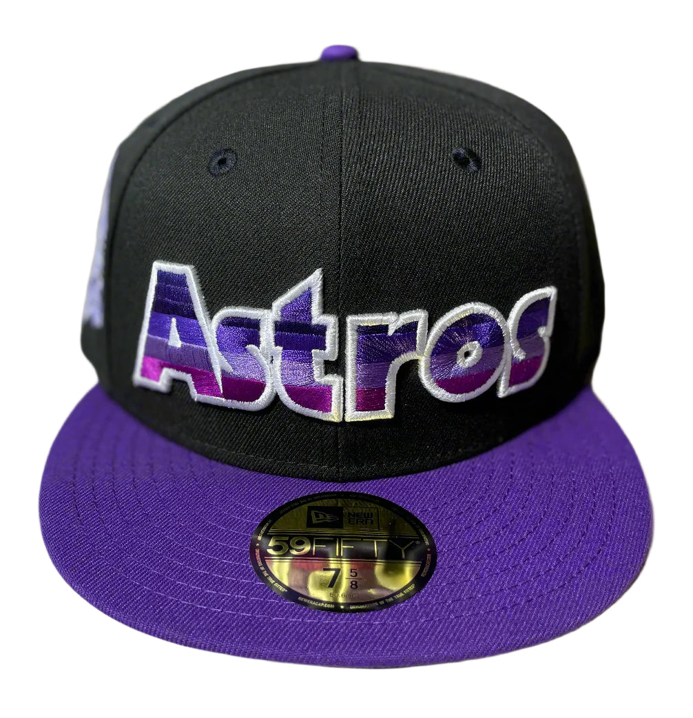 New Era Astros Cooperstown Fitted Hat Purple Black