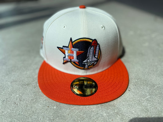New Era Astros Shuttle Fitted Hat Chrome Orange