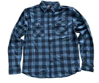 Double R Kicks Tomson Polar Fleece Plaid Flannel Shirt Blue