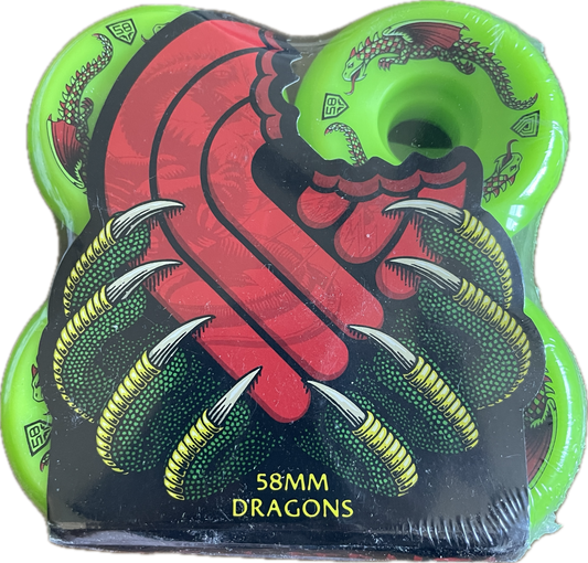 Powell Peralta Dragon Formula Green Skateboard Wheels 58mm x 33mm 93A