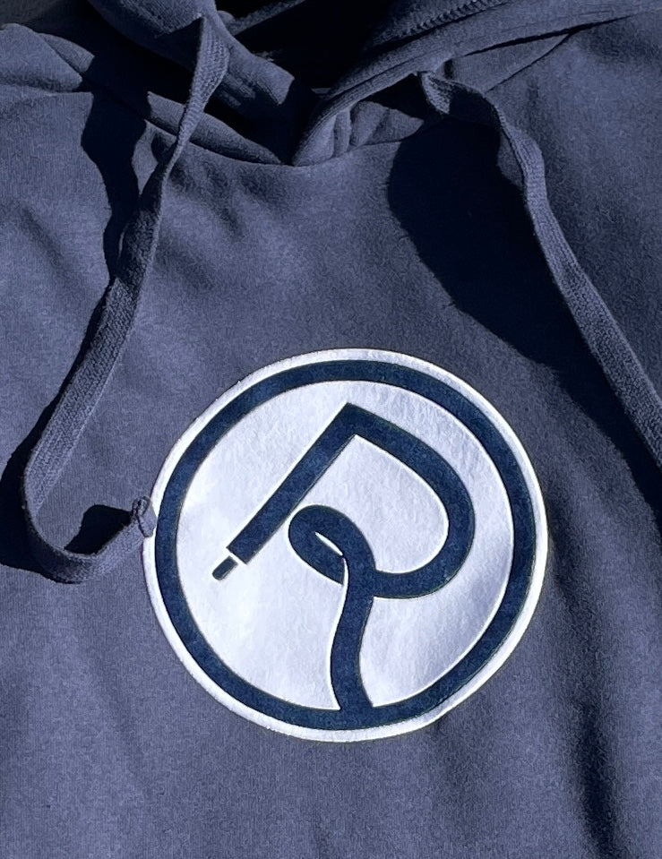 Double R Velvet Circle Logo Hoodie Navy