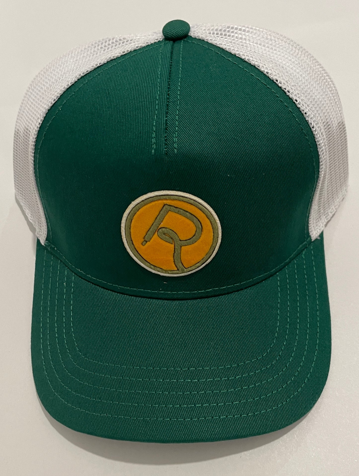 Double R Velvet Circle Logo Snapback Hat Green Gold