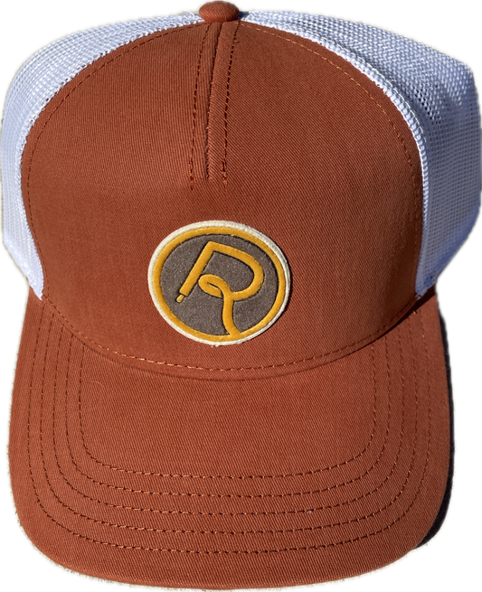 Double R Velvet Circle Logo Snapback Hat Burnt Orange