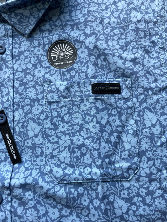 Double R Kicks Rhodes Performance Woven Shirt Blue Floral