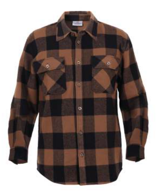 Rothco Extra Heavyweight Buffalo Plaid Flannel Shirt Brown Black