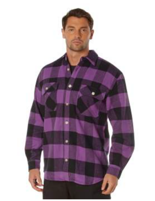 Rothco Extra Heavyweight Buffalo Plaid Flannel Shirt Purple Black