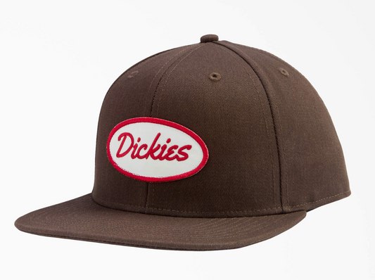 Dickies Twill Flat Bill Oval Logo Cap Dark Brown