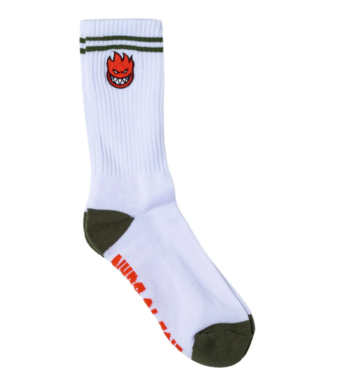 Spitfire Bighead Fill Emroidery Crew Socks White Olive Red