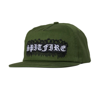 Spitfire OLD E Barbed Wire Snapback Hat Military Green