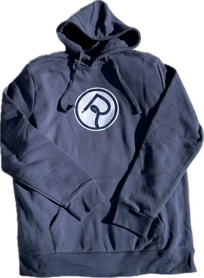 Double R Velvet Circle Logo Hoodie Navy