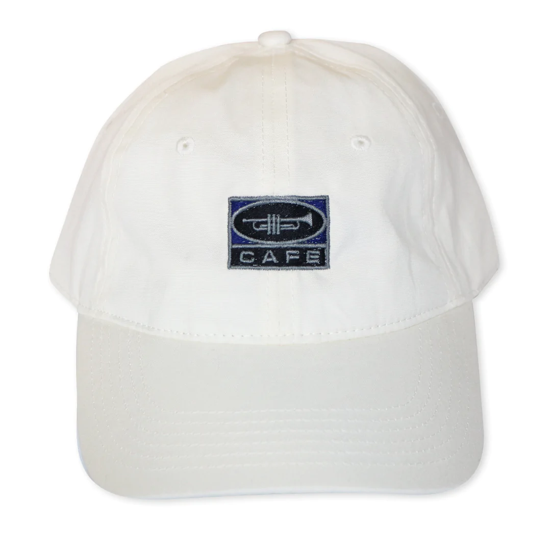 Cafe Trumpet Embroidered Logo Cap White